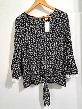 Emi & Joe Women's Top White/Black 3/4 Sleeve Plus Size 3X NWT
